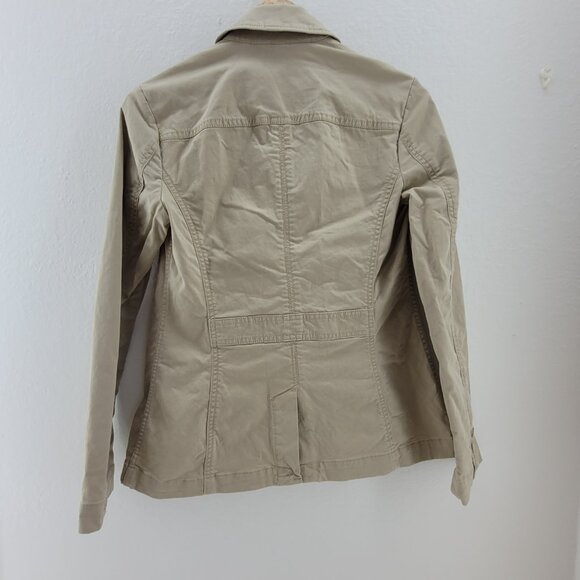 Eddie Bauer Jacket Womens 4 Khaki Legend Wash Blazer Twill Denim Utility Chore - Picture 2 of 13